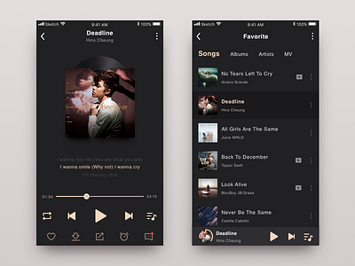 Daily UI #06 - Music App app black clean interaction ios music player playlist sketch ui ux