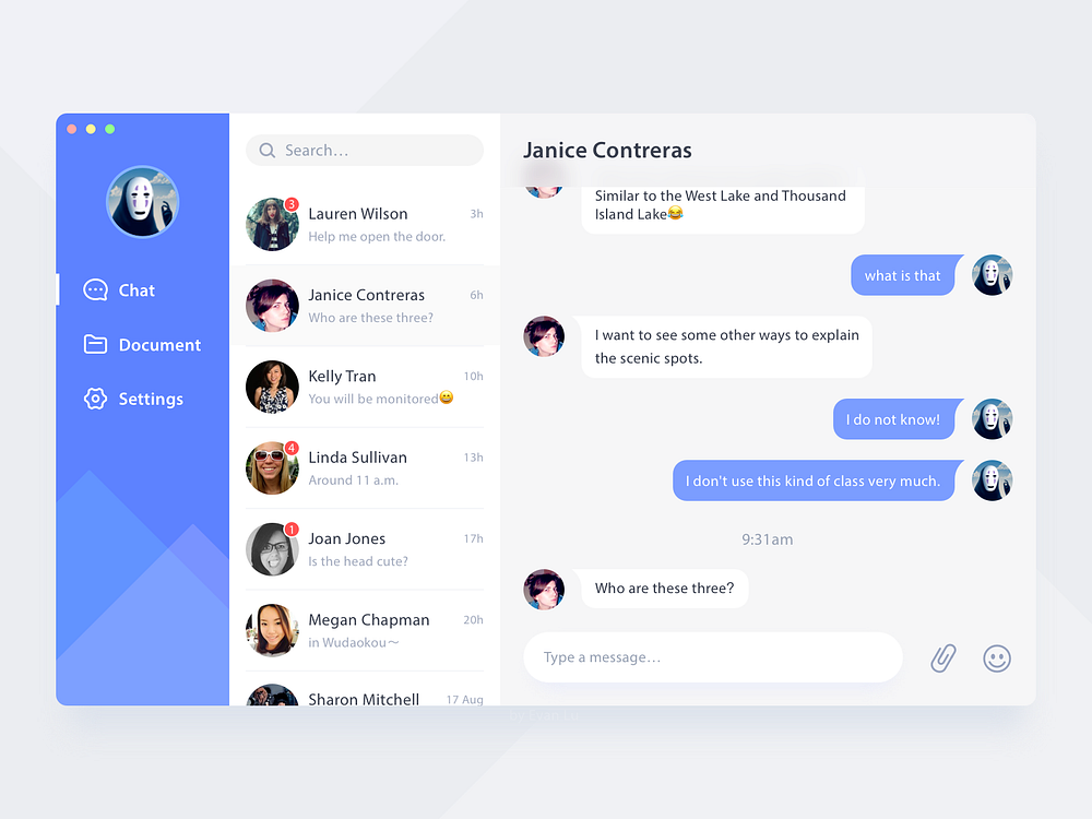 Daily UI #09 - Chat Desktop Application by Evan Jiang🚀 on Dribbble