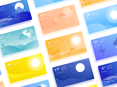 Inspiring Weather Cards cards ui design graphic illustraion mobile app mobile app design ui ux vector weather weather app weather cards web