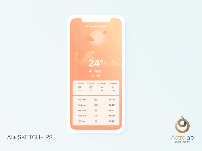 Gif Weather app adobe illustrator animation ap app astrolab colors design designer flat gif icons illustration interfaces ios iphone logo mobile ui ux vector