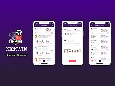 kickwinapp appstore ball champions league competitions cup football app footballer games google play iphonex kick kickball kickstarter kickwin leagues match play play football soccer teams