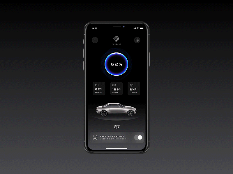 Electric Vehicule app animation app auto car dark mode design electric electric car mobile app design motion ui ux