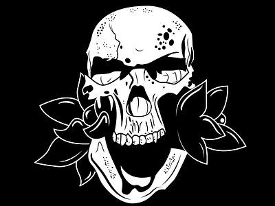 Flower Skull artist black white characterdesign clean creative design digital art digital arts doodle drawing flower graphic design illustration inkscape sketch skull