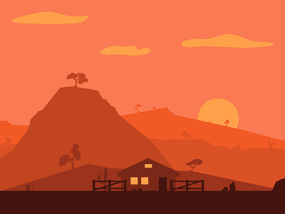 Twilight in the desert adobe desert digital art flat house illustration illustrator landscape twilight vector