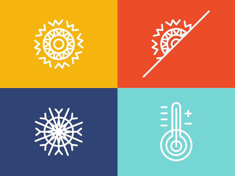 Weather Icons snowflake mild weather thermometer sun weather