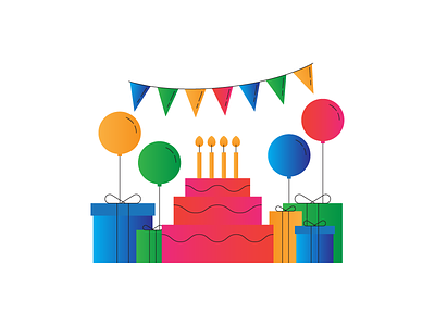 Happy Birthday! balloons birthday birthday party gradient illustration presents