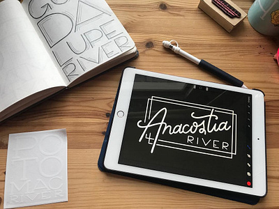 American Rivers, Anacostia branding hand drawn handlettering homwork ink lettering logodesign procreate sticker typography
