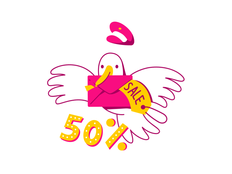 Sale! 2d character 2danimation animation bird design e mail email illustration minimal motion motion design vector