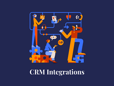 CRM Integrations colorful connection connections design illustration implementation integration internet minimal network people pipes simple teamwork vector website