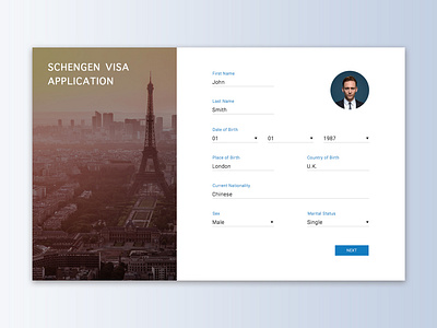 Schengen Visa Application Form applicationform design schengenvisa schengenvisaapplication ui uidesign ux uxdesign