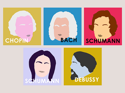 Composers composers faces icons illustration