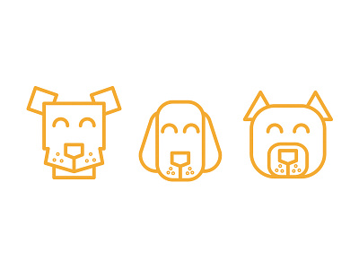 3 Pups dogs icons illustration lines pup simple