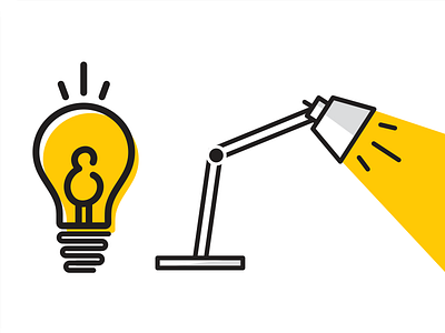 Project Spotlight icon illustration lamp light lightbulb lines shadow