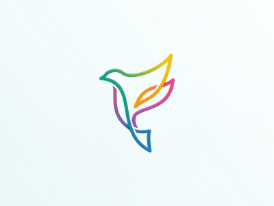 Fly Bird colorful logo monoline outline