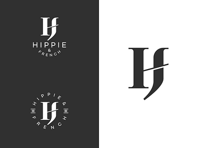 Hippie French f feminine h hf initial logo luxury sophisticated