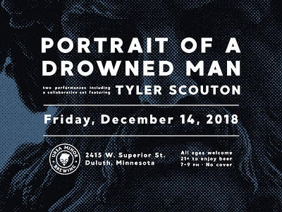 Portrait of a Drowned Man poster - 12/14/18 gig poster half tone poster