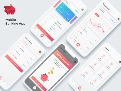 PiggyLine Banking App financial app ios app mobile application mobile banking app uiux
