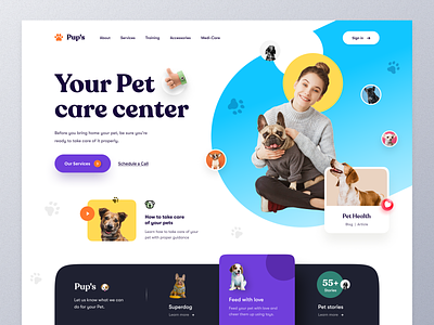 Pet Care Website cat catfood dog dog lovers ecommerce health homepage landing page mockup pet pet care pet food pet health petshop typography ui ux web design website website design