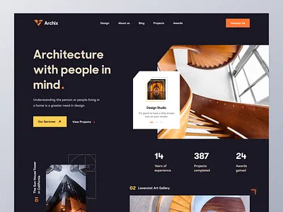 Architectural Studio - Landing page architect architectural architecture architecture design art civil engineering design studio homepage interior architecture interior design interiors landing page mockup property real estate typography ui ux web design website