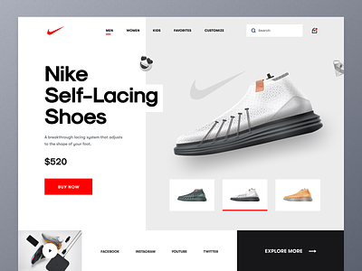 Nike Landing Page concept adidas clothing brand converse ecommerce fashion footwear homepage kicks landing page mockup nike shoes online shop product shoes store sneakers typography ui ux web design website
