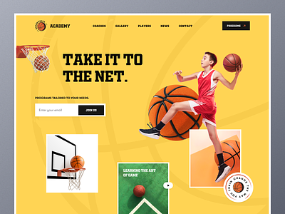 Basketball Academy - Landing Page concept academy basketball basketball player basketball school ecommerce fitness football game homepage landing page learning mockup nba nba poster sports training ui ux web design website
