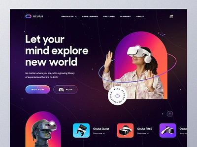 VR Store Website concept ecommerce experience game headset homepage landing page mockup oculus playstation product typography ui ux video virtual reality vr vr design web design website website design