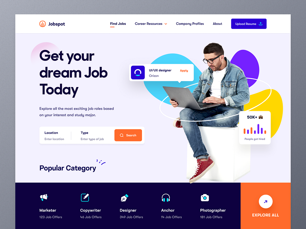 Job Finding Platform - Landing Page by Farzan Faruk for Orizon: UI/UX ...