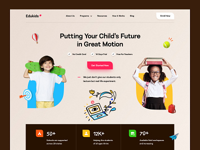 Kids Education Platform Landing Page baby books courses early learning ecommerce education homepage kids kids activities kids growth kidslearning kindergarten landing page learning mockup online class pre school web design website