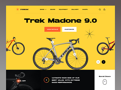 Bike Shop Landing page - Trek bicycle bike cycle cycling cyclinglife cyclist design ecommerce homepage illustration landing page mockup mtb ride riding road bike sport travelling web design website