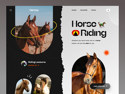 Horse Riding Club Website Design animal cheval community dressage equestrian equine hobby homepage horse horse firm horse racing horse riding landing page mockup pony riding sports web design website website design