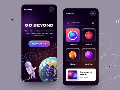 Space Landing page - Mobile Responsive astranout design agency galaxy homepage illustration landing page learning platform mobile design mockup nasa planets responsive design science space space travel spacex startup ux web design website