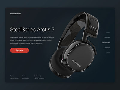 Steelseries Arctis 7 Product Page clean design headphones photoshop product simple sketch ui ux web