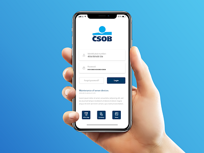 ČSOB Mobile App Login Screen 2018 adobe app app concept apple design bank clean clean business card design iphone x login product screen simple ui ux xd čsob