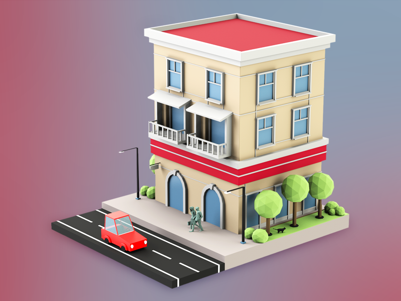 Lowpoly Sunny Street by Daniel Munzar on Dribbble