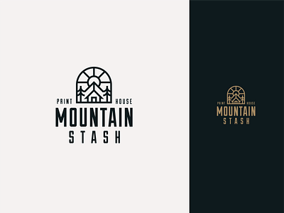 Mountain Stash Print House cabin illustration logo minimal modern mountain nature print