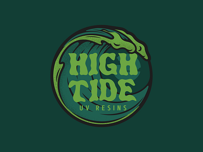 High Tide badge fishing fly fishing illustration logo surf vector wave