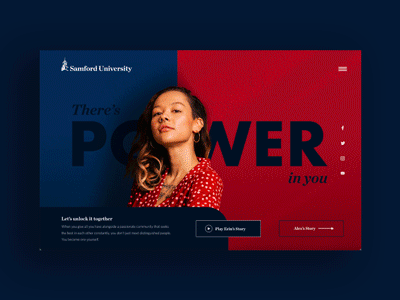 There's Power In You bold colorful design interaction interface landing page paralax power prototype samford scroll transition ui uiux university web website