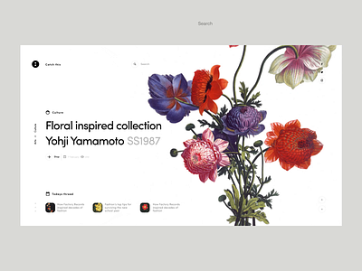 Floral animation fashion flowers minimalistic yohji