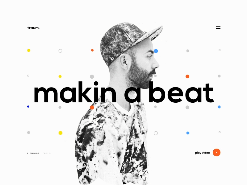 traum. animation clean dots flat gif minimal minimalistic music ui web design white woodkid