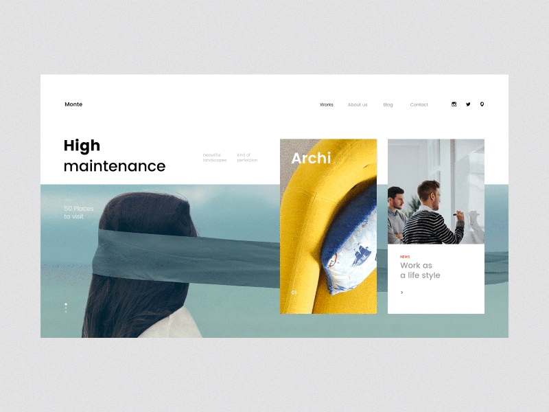 monte. animation inspire minimalistic mountain nice ui ux web