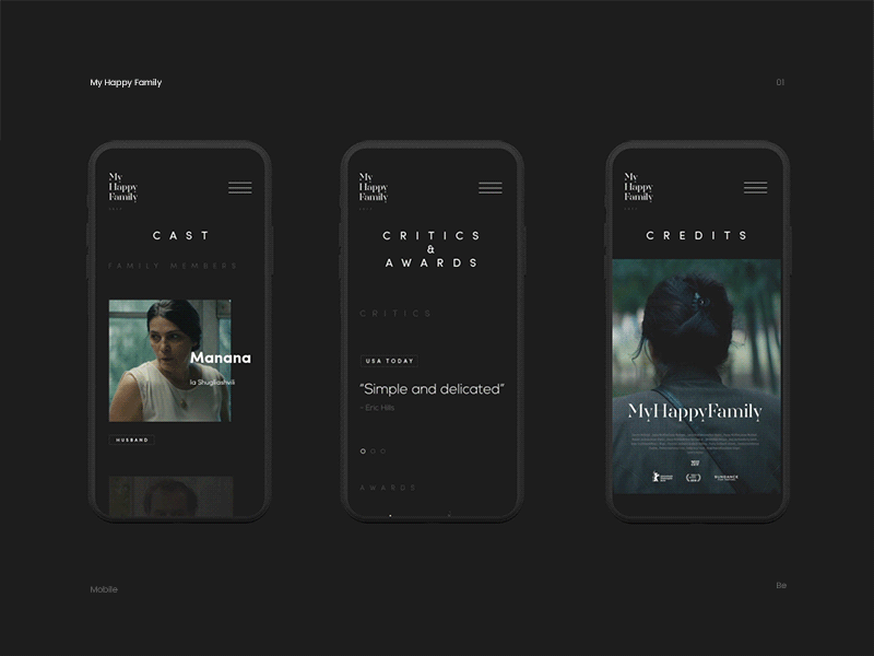 My Happy Family – Mobile Interaction cinema design film interaction minimalistic mobile quote tv ui ux