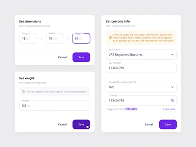 Mule – Parcel details app button cards clean components dashboard design ecommerce ecommerce app ecommerce business ecommerce design ecommerce shop filters form input minimal modal popup saas ui