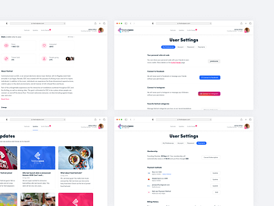 FestivalPass – User settings & updates app b2b b2c box cards clean colorful design ecommerce events festivals influencer minimal music payment platform settings tickets ui virtual