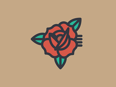 R O S E flat flower illustration line rose tattoo
