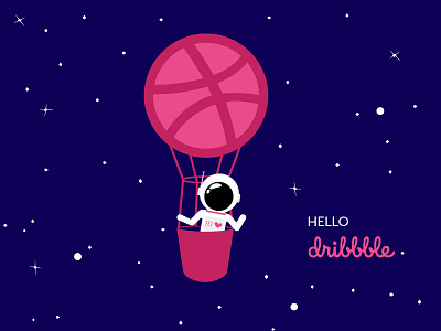 Hello Dribbble astronaut design dribbble first shot hello illustration pink space