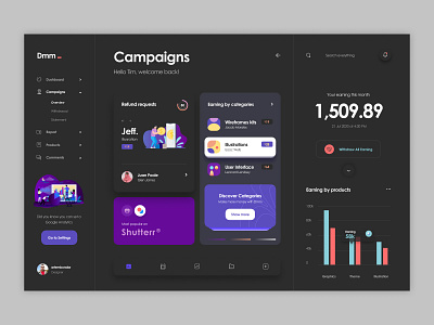 Dmm_ UI Campaigns app dashboard design illustration ui ui design ux web web design webdesign website website design wireframe