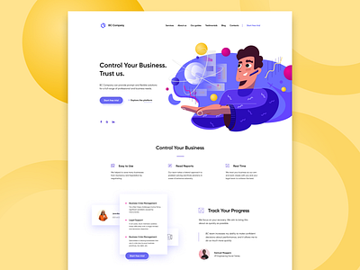 Landing page. Control Your Business character concept design icon illustration landing landing page main page ui ui design ux vector vector illustration web web design website