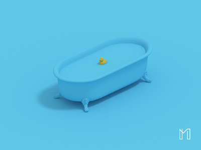 Blue 3d bathtub blender blue design illustration
