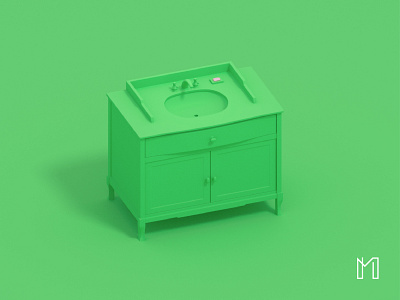 Green 3d blender design green illustration sink