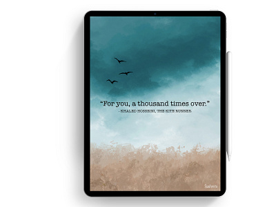 The Kite Runner book cover design design fields illustration kite landscape procreate quote sky